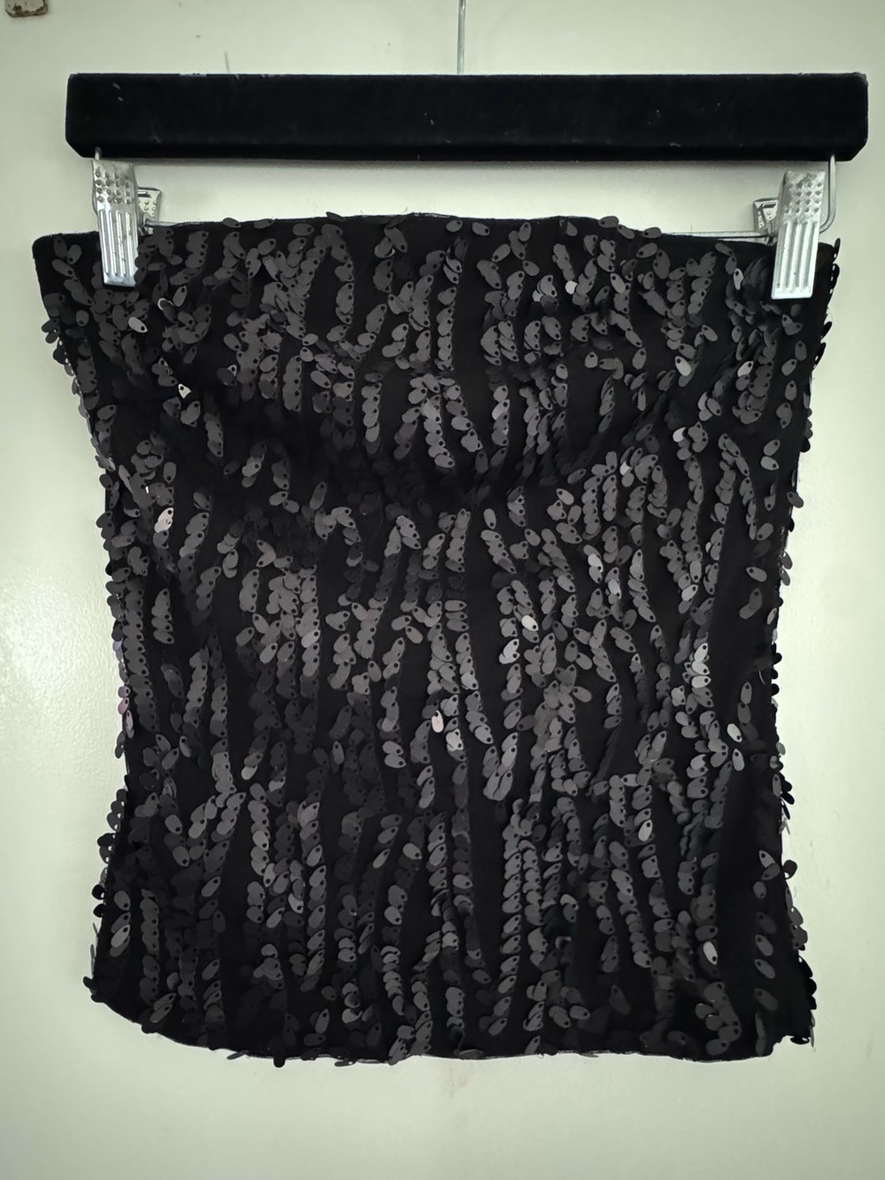 Strapless Black Sequin Crop Top - Evening Glam Size 6 - Picture 4 of 8